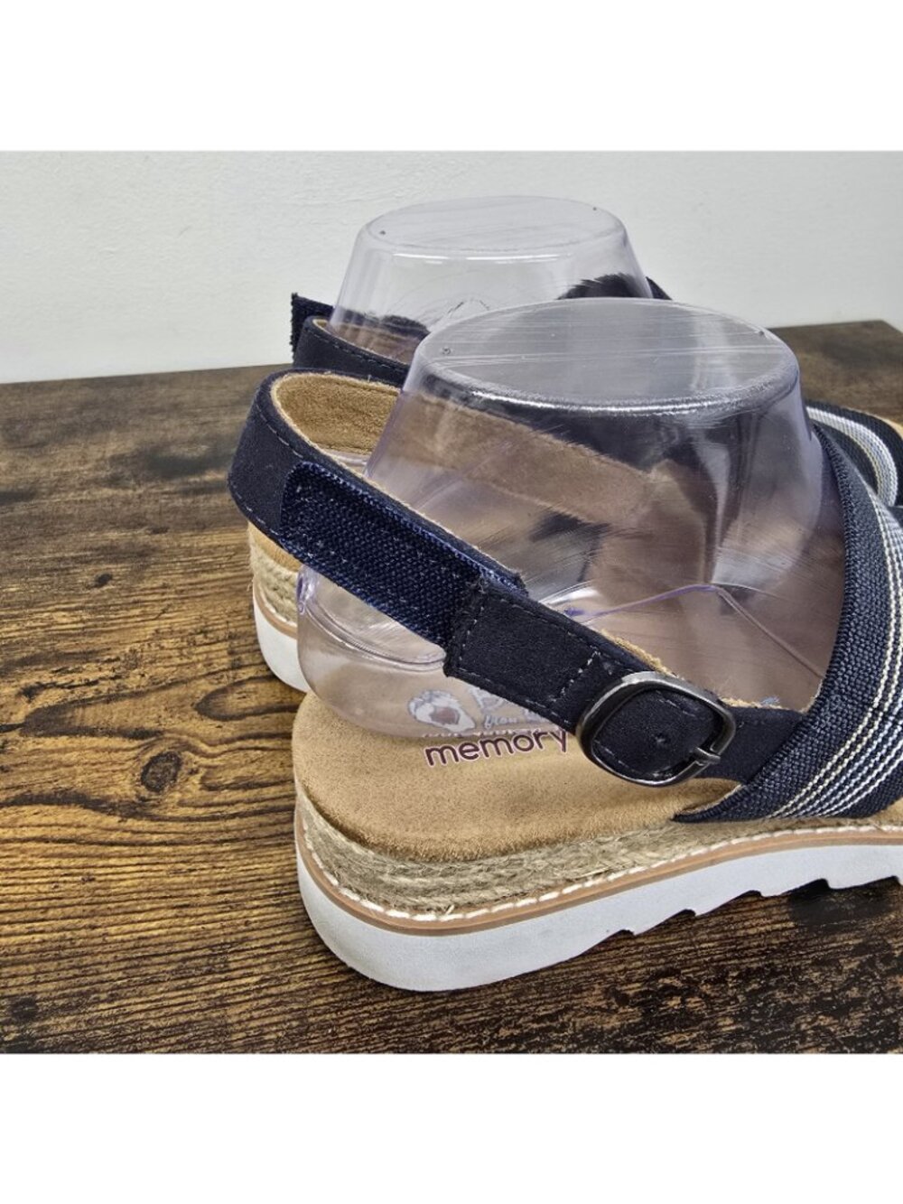 Skechers BOBS Desert Kiss Tea Time Wedge Sandals Women's Size 9 Navy Blue - Picture 7 of 9